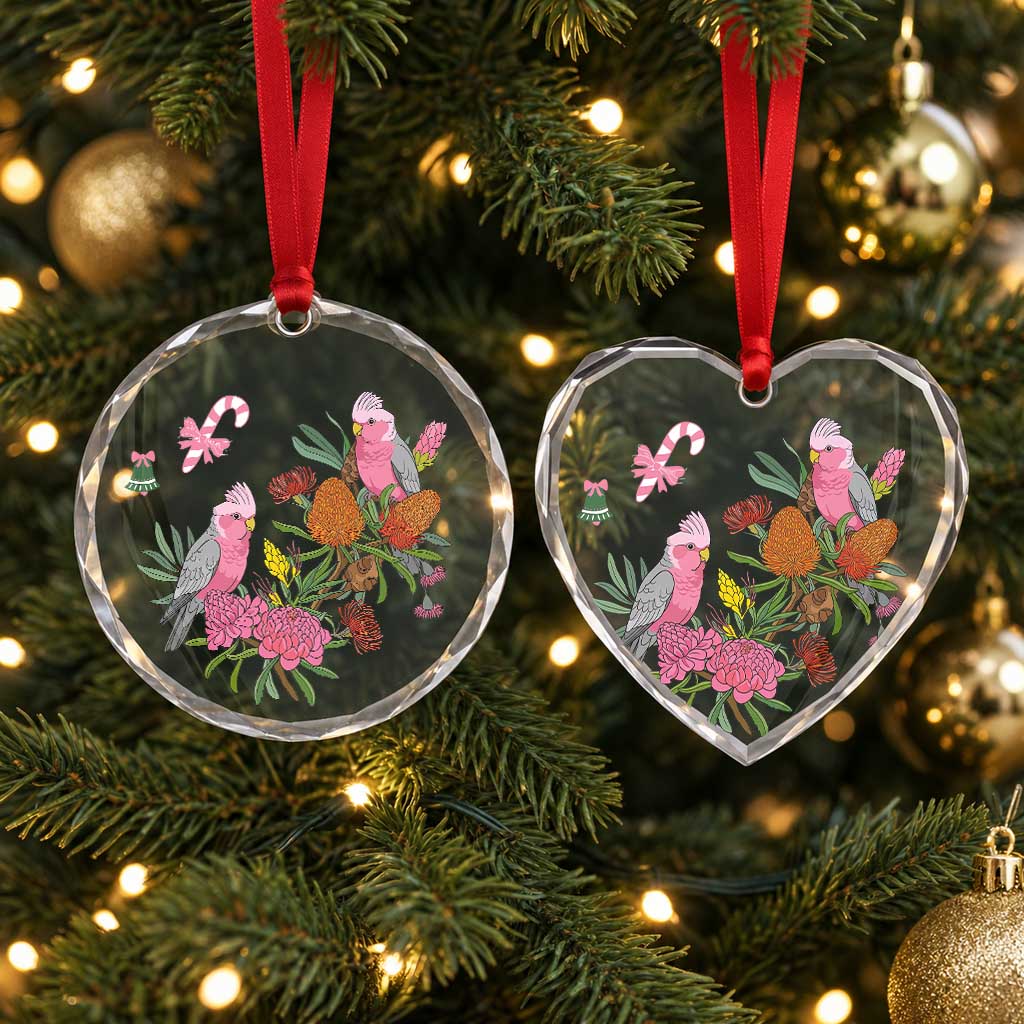 Aussie Galah Christmas Glass Ornament Festive Knitted Pattern Inspired