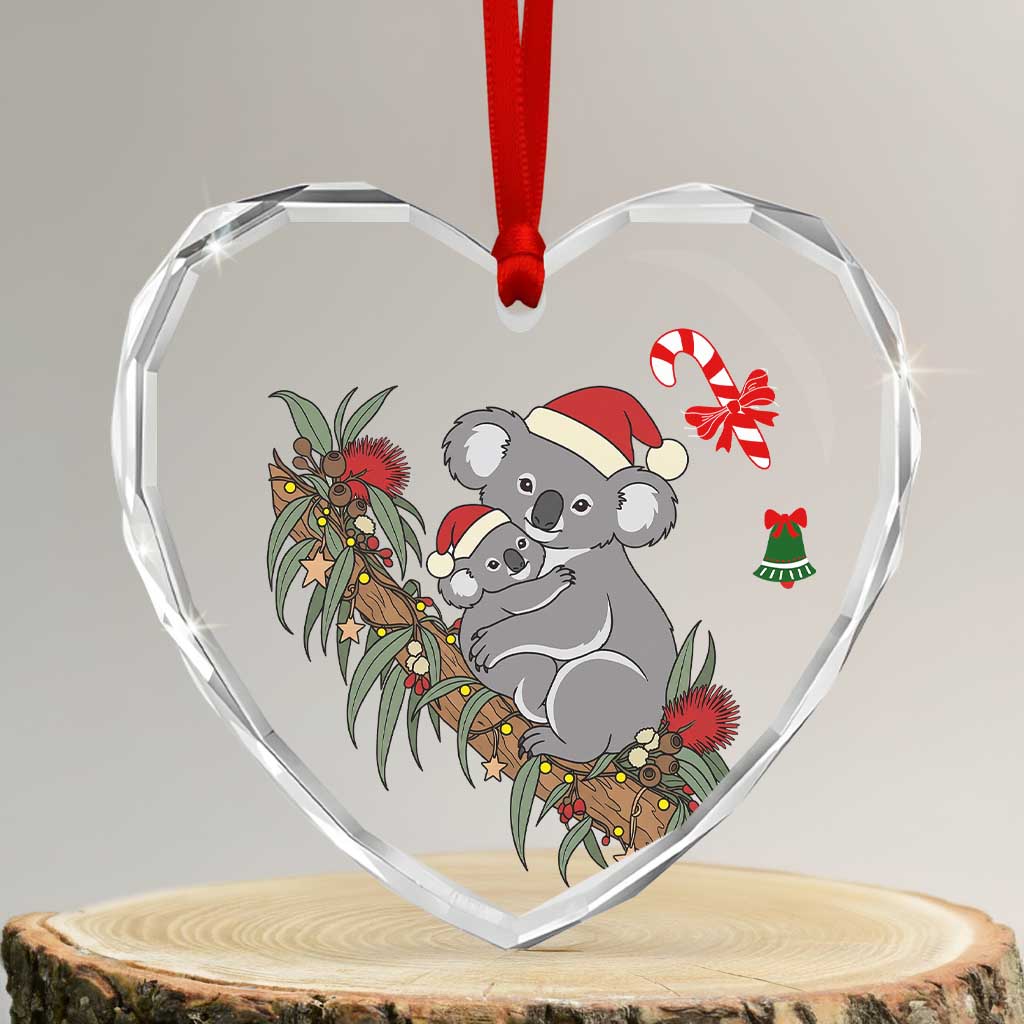 Aussie Koala Mama Christmas Glass Ornament Festive Knitted Pattern Inspired