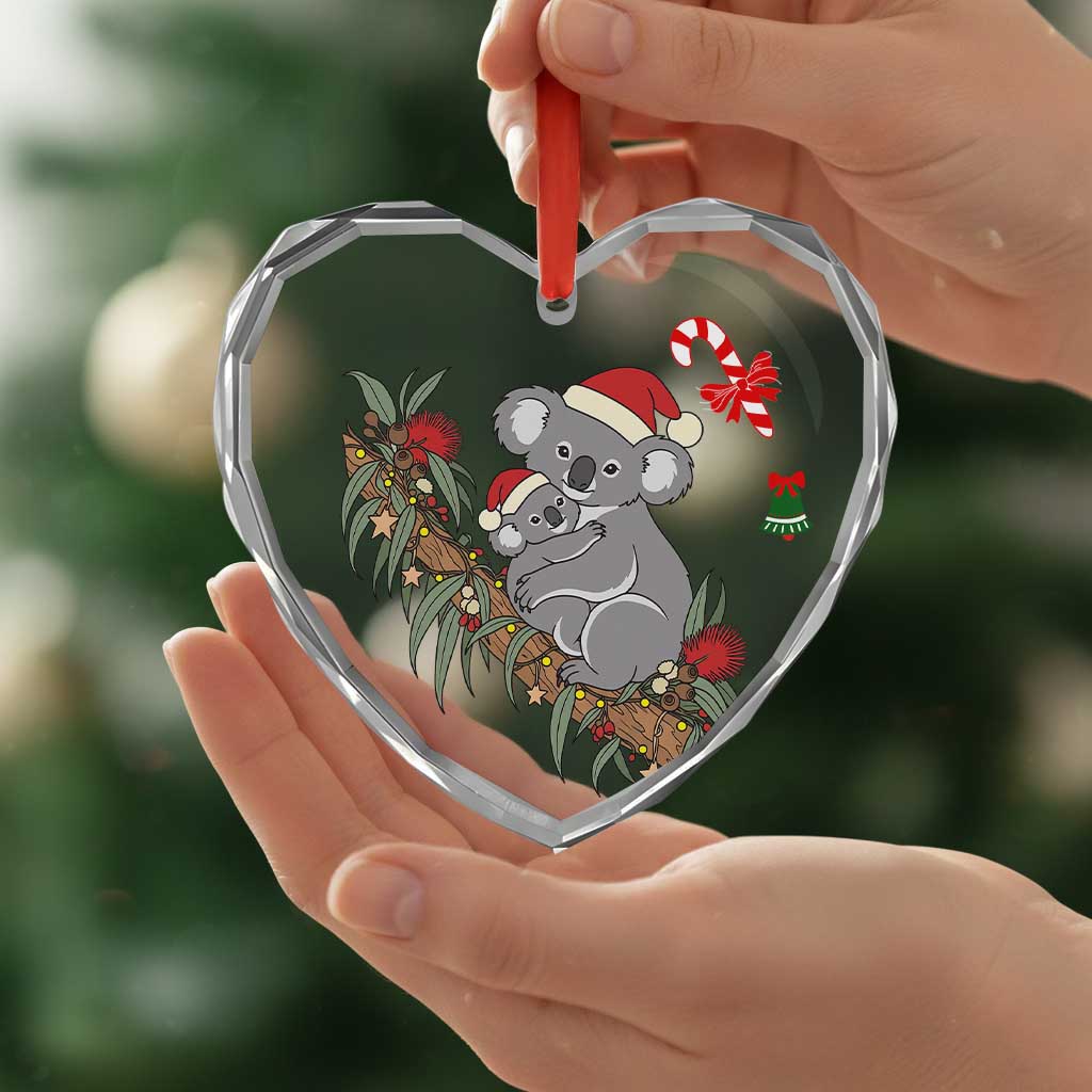 Aussie Koala Mama Christmas Glass Ornament Festive Knitted Pattern Inspired