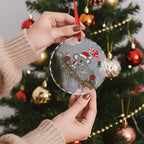 Aussie Koala Mama Christmas Glass Ornament Festive Knitted Pattern Inspired