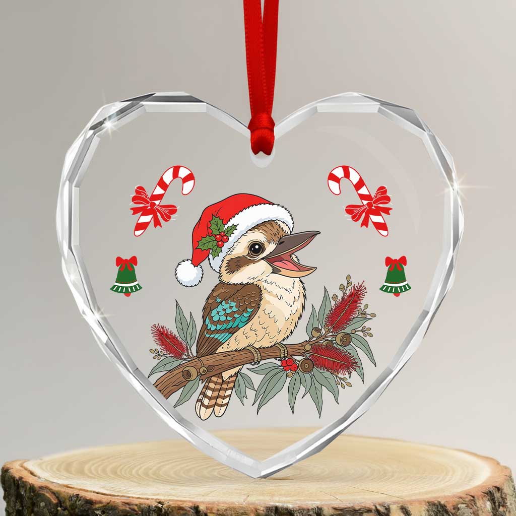 Aussie Kookaburra Christmas Glass Ornament Festive Knitted Pattern Inspired