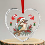 Aussie Kookaburra Christmas Glass Ornament Festive Knitted Pattern Inspired