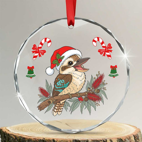 Aussie Kookaburra Christmas Glass Ornament Festive Knitted Pattern Inspired