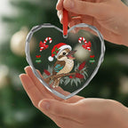 Aussie Kookaburra Christmas Glass Ornament Festive Knitted Pattern Inspired