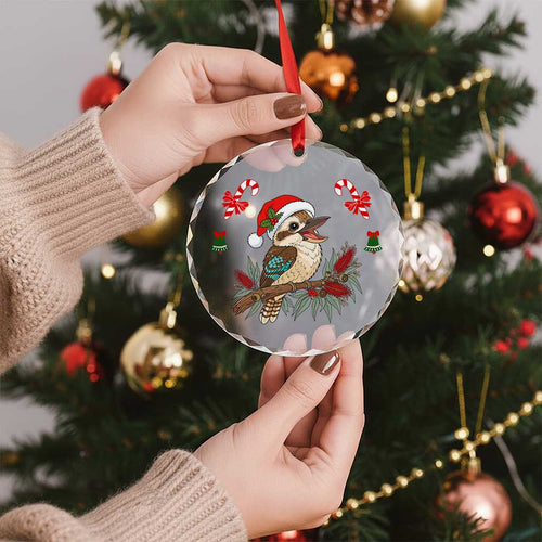 Aussie Kookaburra Christmas Glass Ornament Festive Knitted Pattern Inspired