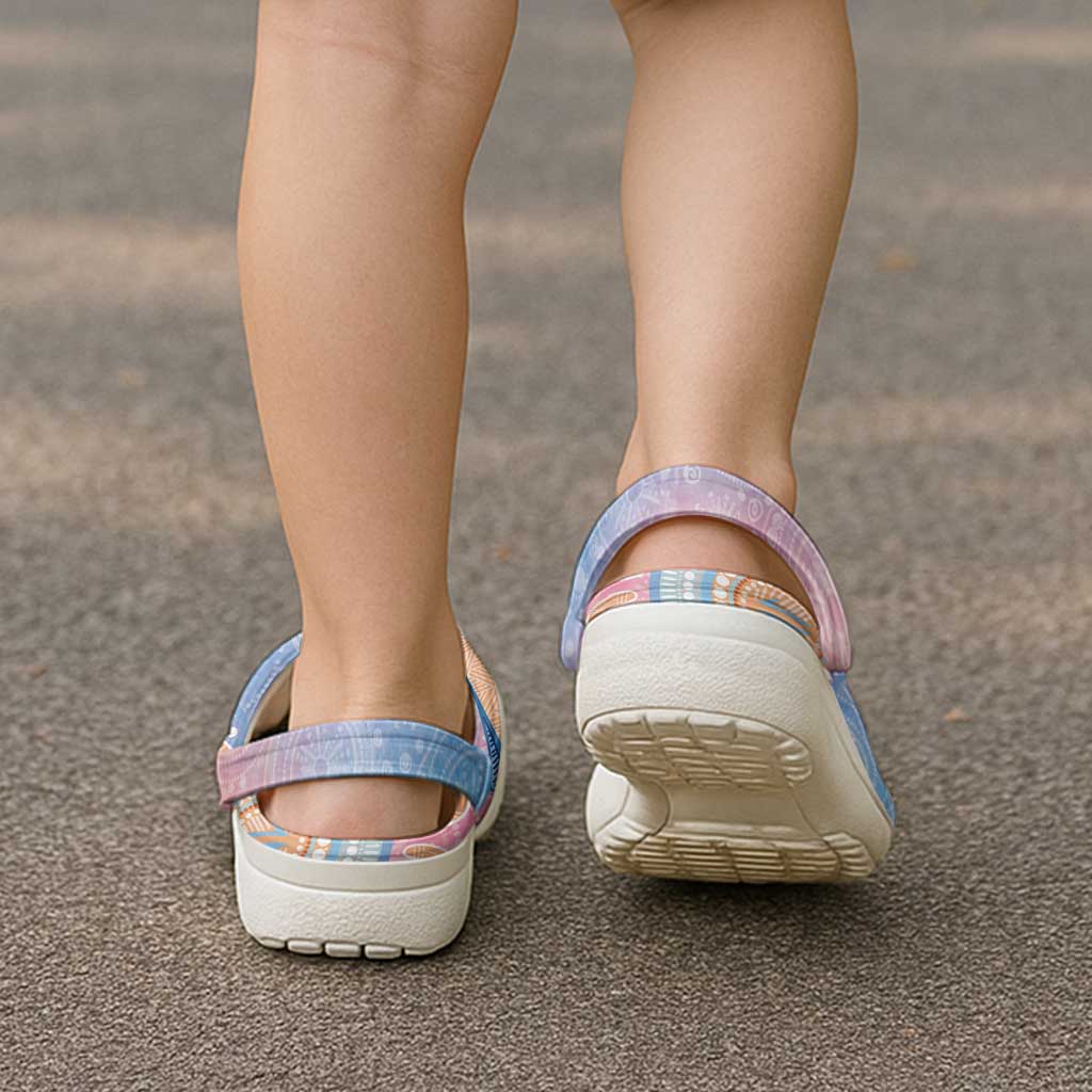 Aussie NAIDOC Week Pastel Clogs Shoes Dreaming Whales