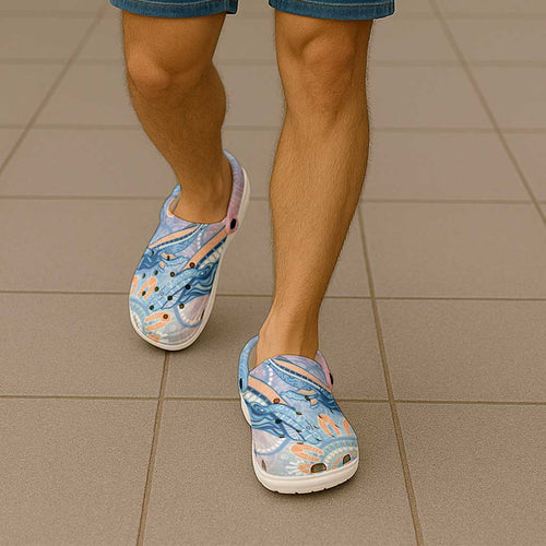 Aussie NAIDOC Week Pastel Clogs Shoes Dreaming Whales