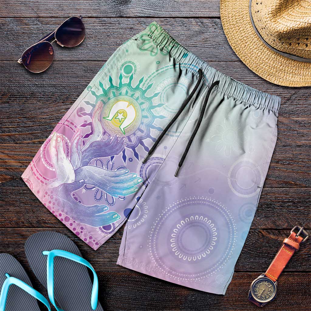 Aussie NAIDOC Week Shorts for Men Pastel Aboriginal Dot Art