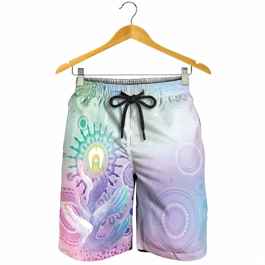 Aussie NAIDOC Week Shorts for Men Pastel Aboriginal Dot Art