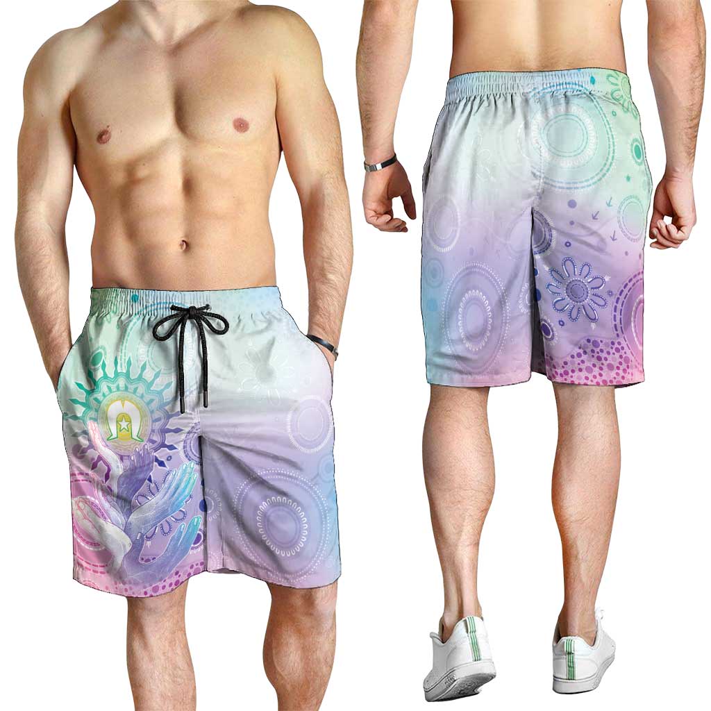 Aussie NAIDOC Week Shorts for Men Pastel Aboriginal Dot Art