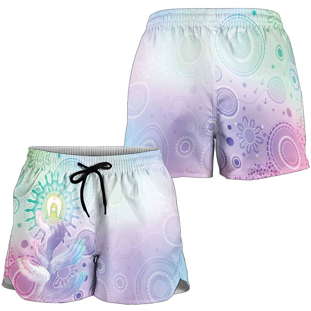 Aussie NAIDOC Week Shorts for Women Pastel Aboriginal Dot Art