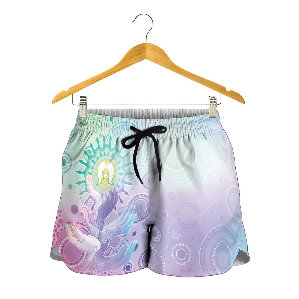 Aussie NAIDOC Week Shorts for Women Pastel Aboriginal Dot Art