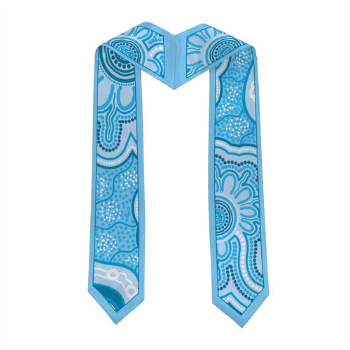Aussie Nurse RN 2026 Personalised Graduation Stole Blue Aboriginal Art Pattern Cultural Pride