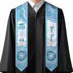 Aussie Nurse RN 2026 Personalised Graduation Stole Blue Aboriginal Art Pattern Cultural Pride