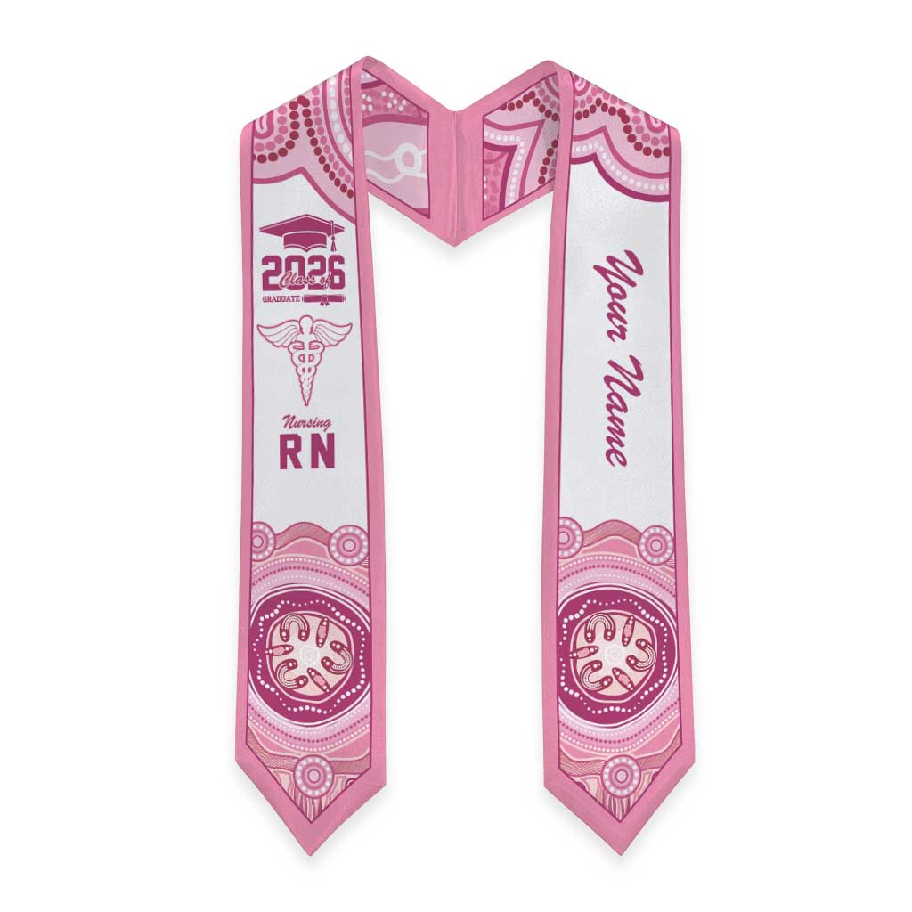 Aussie Nurse RN 2026 Personalised Graduation Stole Pink Aboriginal Art Pattern Cultural Pride