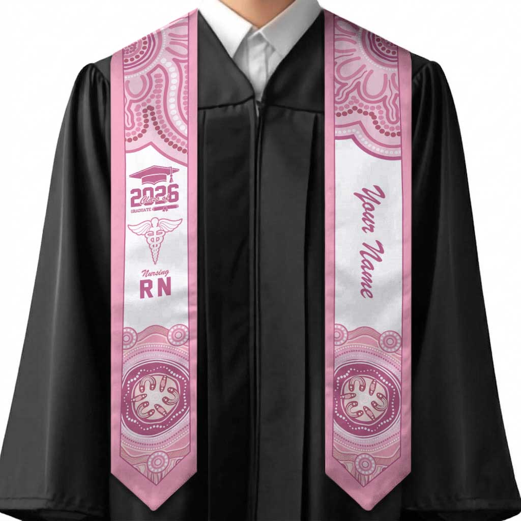 Aussie Nurse RN 2026 Personalised Graduation Stole Pink Aboriginal Art Pattern Cultural Pride