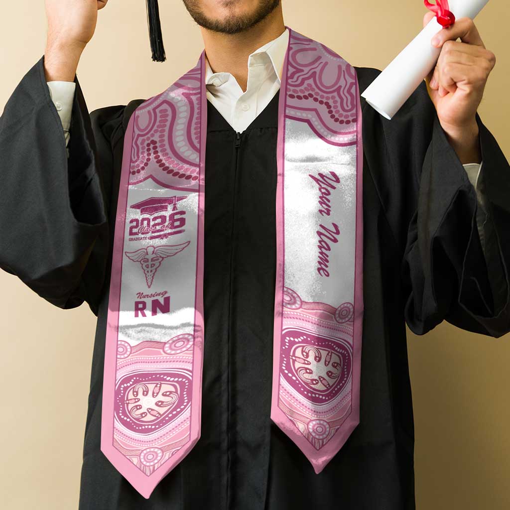 Aussie Nurse RN 2026 Personalised Graduation Stole Pink Aboriginal Art Pattern Cultural Pride