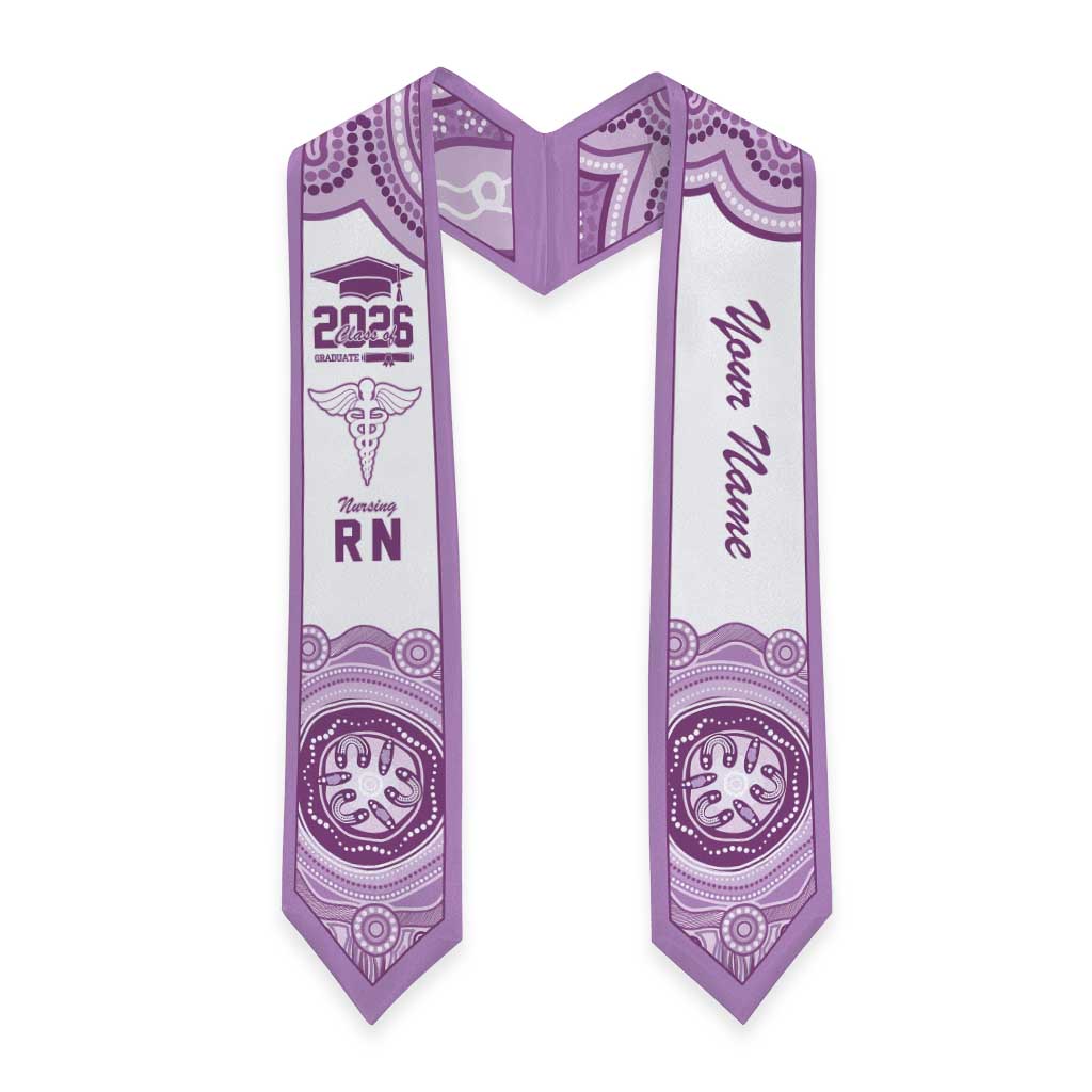 Aussie Nurse RN 2026 Personalised Graduation Stole Purple Aboriginal Art Pattern Cultural Pride