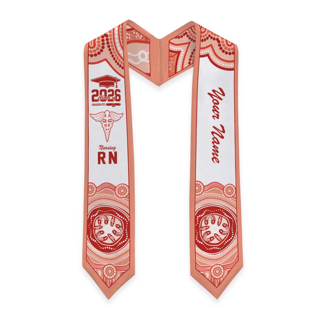 Aussie Nurse RN 2026 Personalised Graduation Stole Red Aboriginal Art Pattern Cultural Pride