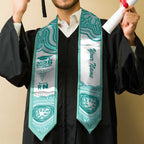 Aussie Nurse RN 2026 Personalised Graduation Stole Turquoise Aboriginal Art Pattern Cultural Pride