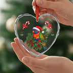 Aussie Rainbow Lorikeets Christmas Glass Ornament Festive Knitted Pattern Inspired