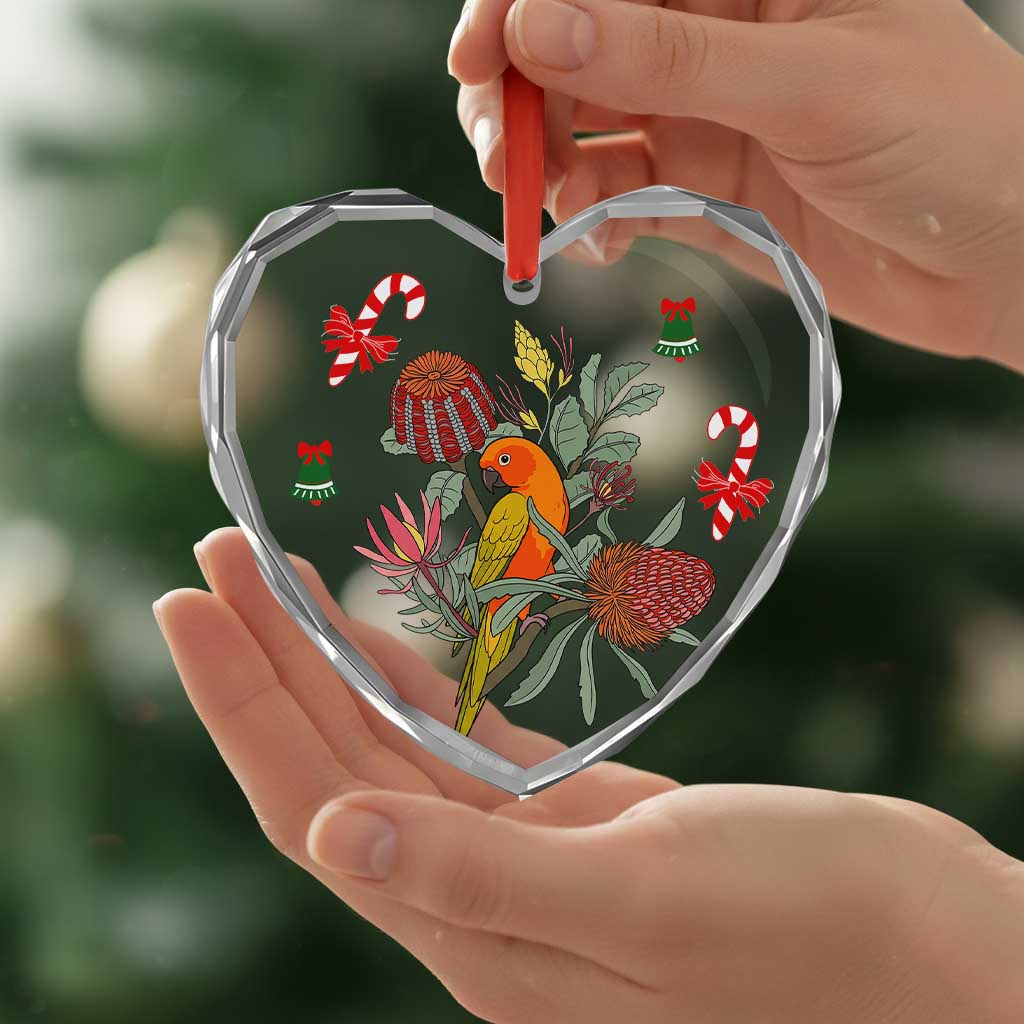 Aussie Sun Parakeet Christmas Glass Ornament Festive Knitted Pattern Inspired