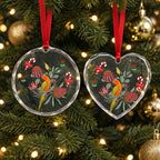 Aussie Sun Parakeet Christmas Glass Ornament Festive Knitted Pattern Inspired