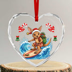 Aussie Wallaby Santa Surf Christmas Glass Ornament Festive Knitted Pattern Inspired