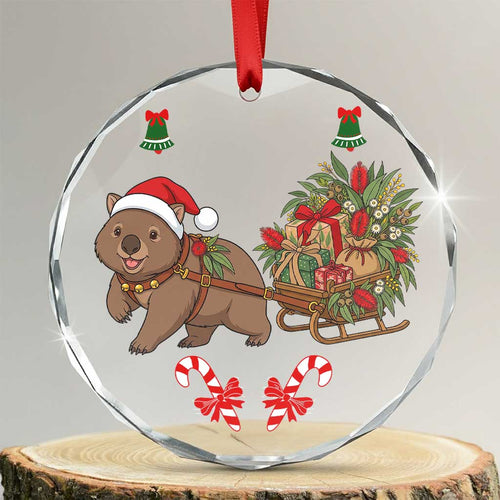 Aussie Wombat Christmas Glass Ornament Festive Knitted Pattern Inspired