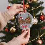 Aussie Wombat Christmas Glass Ornament Festive Knitted Pattern Inspired