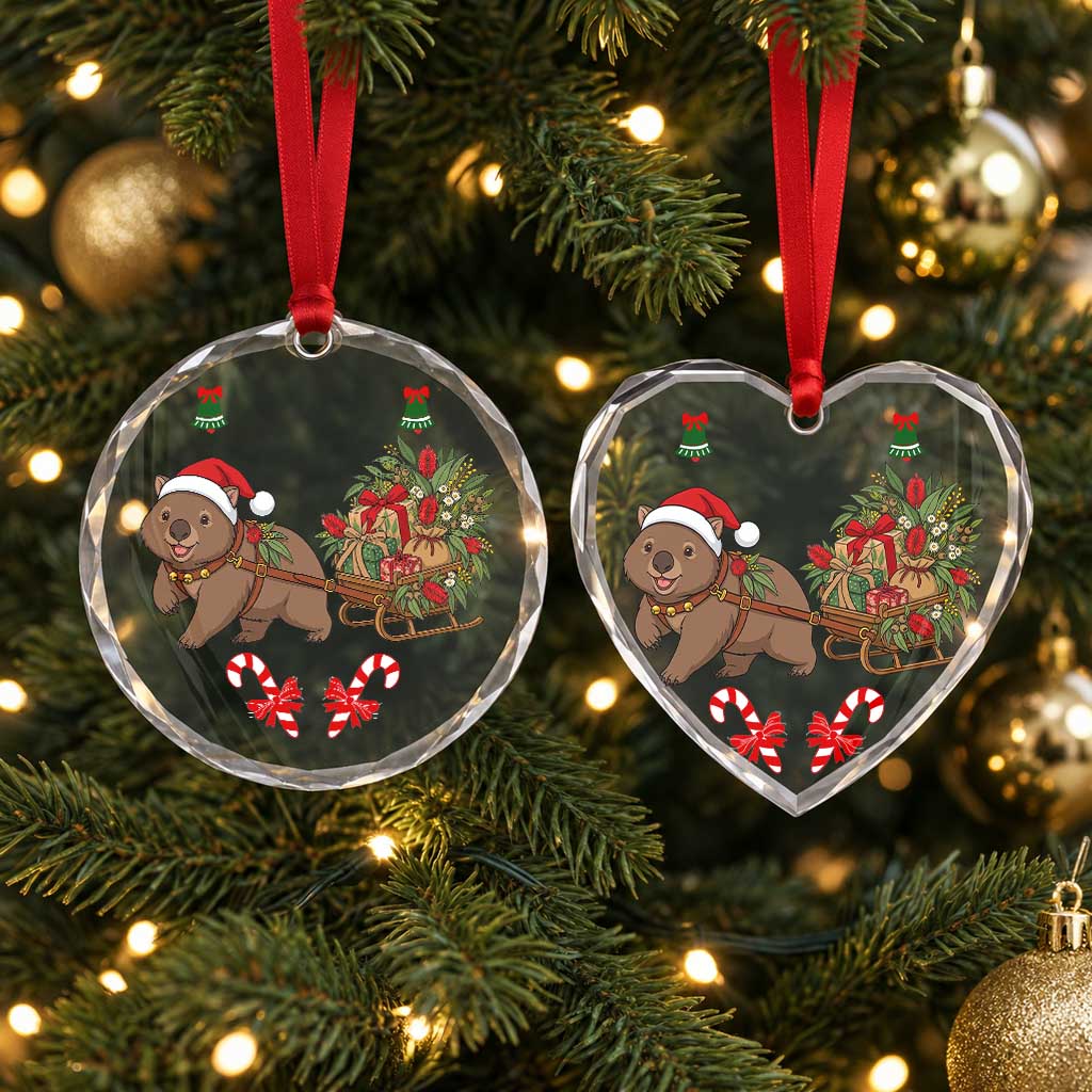 Aussie Wombat Christmas Glass Ornament Festive Knitted Pattern Inspired