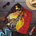 Australia and Papua New Guinea Together Shorts for Men Bird-of-paradise and Kangaroo with Oro Tapa and Aboriginal Art Motifs - Aussie Hoodie