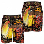 Australia and Papua New Guinea Together Shorts for Men Kangaroo Aboriginal Art and Bird-of-paradise Oro Tribal Motifs - Aussie Hoodie