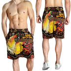 Australia and Papua New Guinea Together Shorts for Men Kangaroo Aboriginal Art and Bird-of-paradise Oro Tribal Motifs - Aussie Hoodie