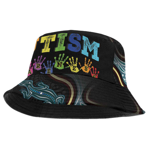Australia Autism Awareness Bucket Hat 2 April Aboriginal Lizard - Aussie Hoodie