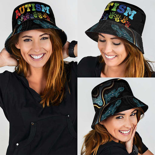 Australia Autism Awareness Bucket Hat 2 April Aboriginal Lizard - Aussie Hoodie