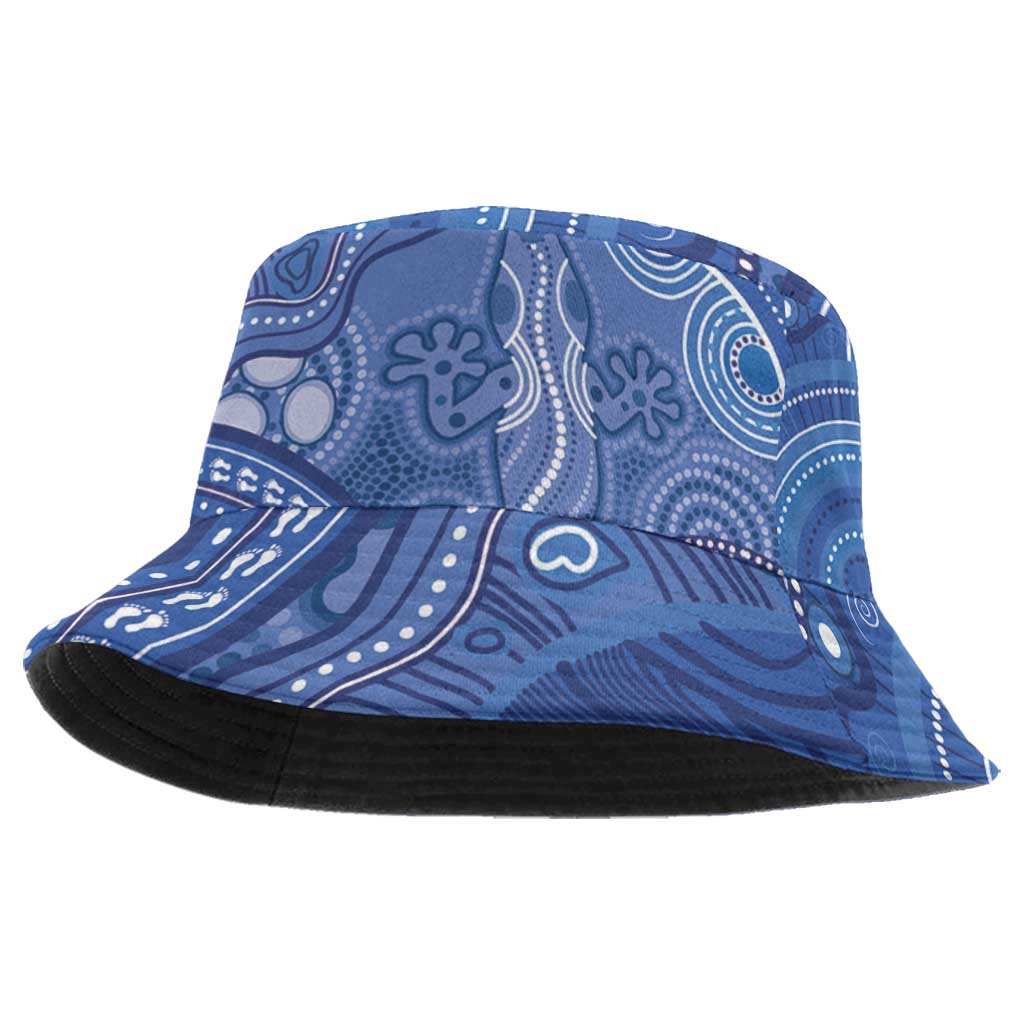 Australia Autism Awareness Bucket Hat Aboriginal Lizard Dot Painting - Aussie Hoodie