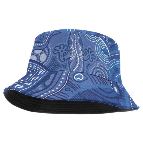 Australia Autism Awareness Bucket Hat Aboriginal Lizard Dot Painting - Aussie Hoodie