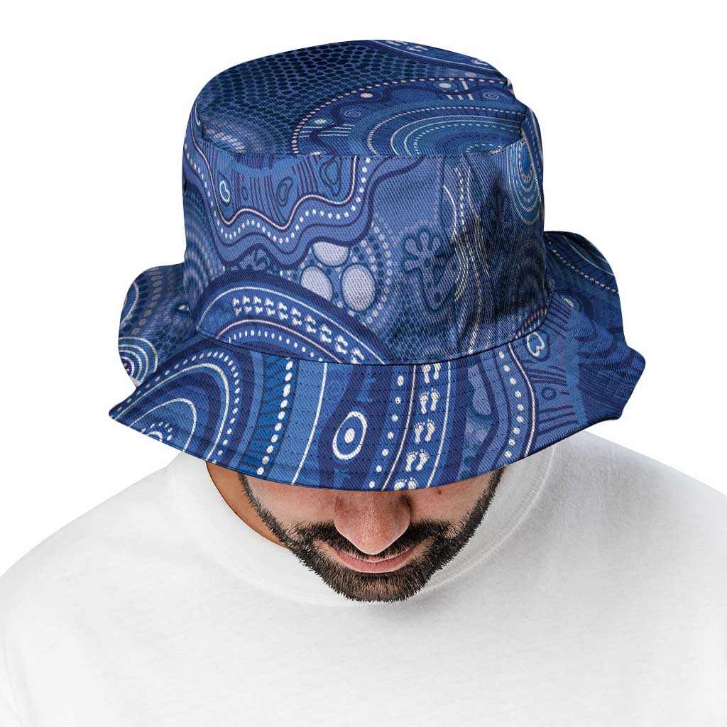 Australia Autism Awareness Bucket Hat Aboriginal Lizard Dot Painting - Aussie Hoodie