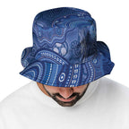 Australia Autism Awareness Bucket Hat Aboriginal Lizard Dot Painting - Aussie Hoodie