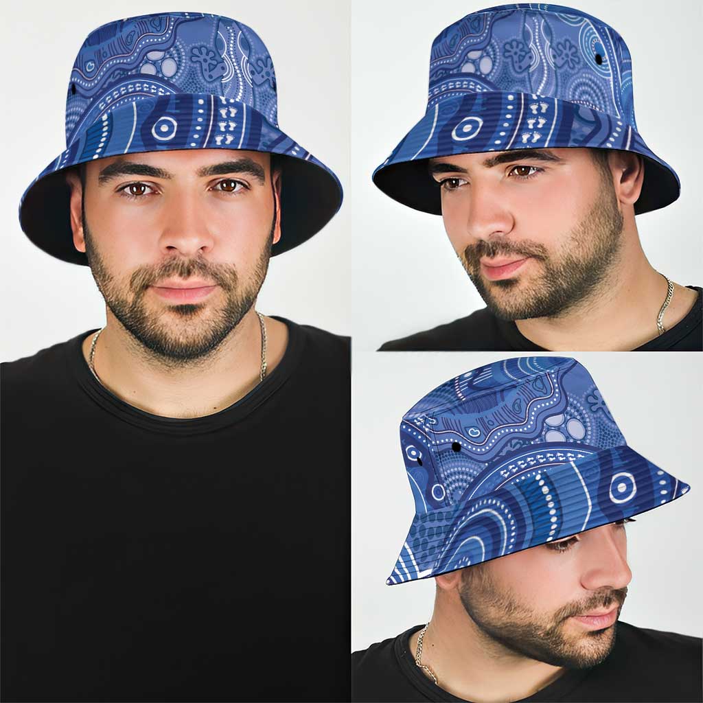 Australia Autism Awareness Bucket Hat Aboriginal Lizard Dot Painting - Aussie Hoodie