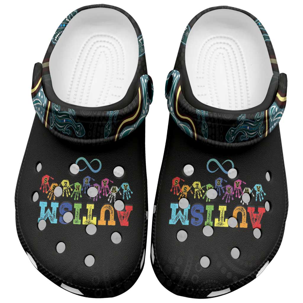 Australia Autism Awareness Clogs Shoes 2 April Aboriginal Lizard - Aussie Hoodie
