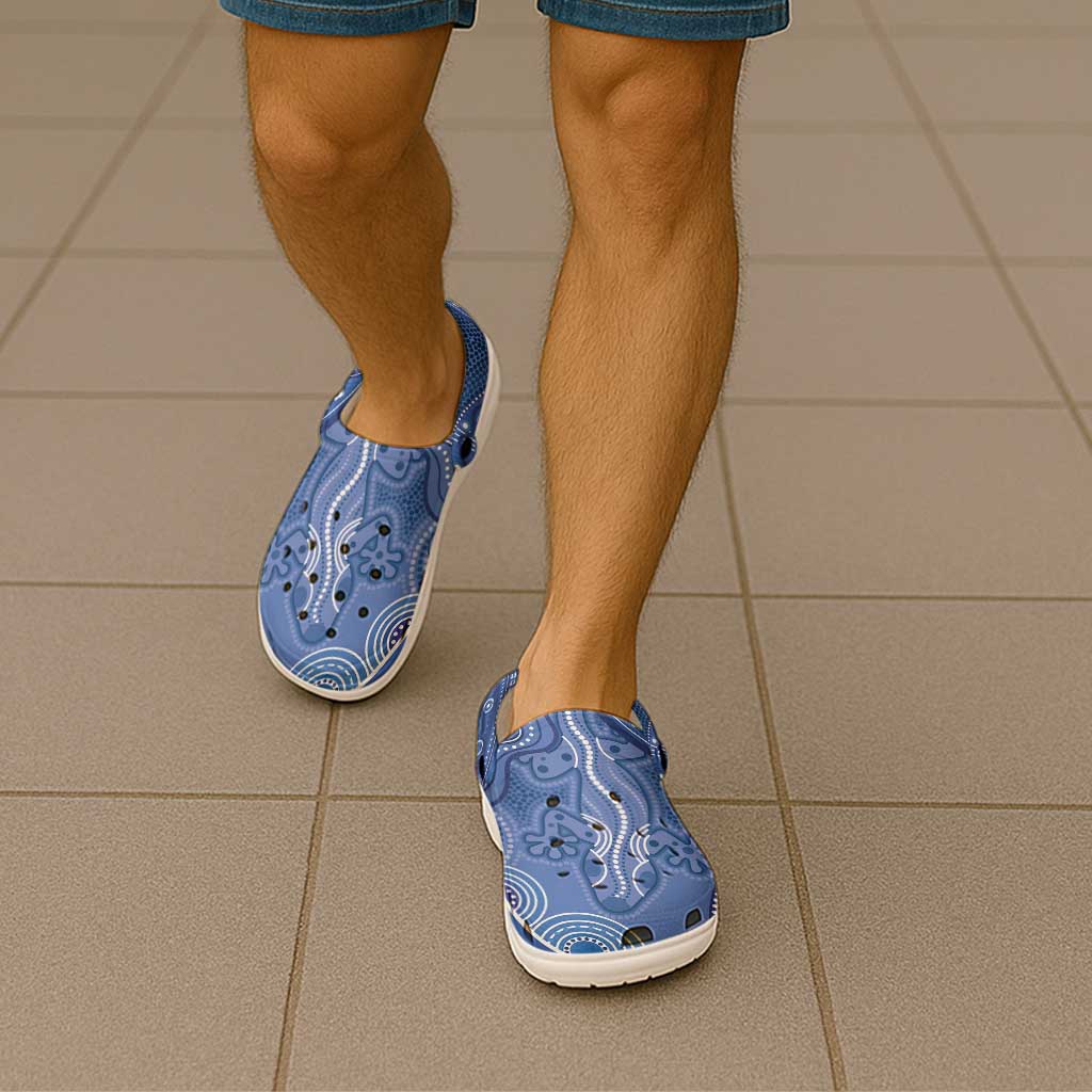 Australia Autism Awareness Clogs Shoes Aboriginal Lizard Dot Painting - Aussie Hoodie