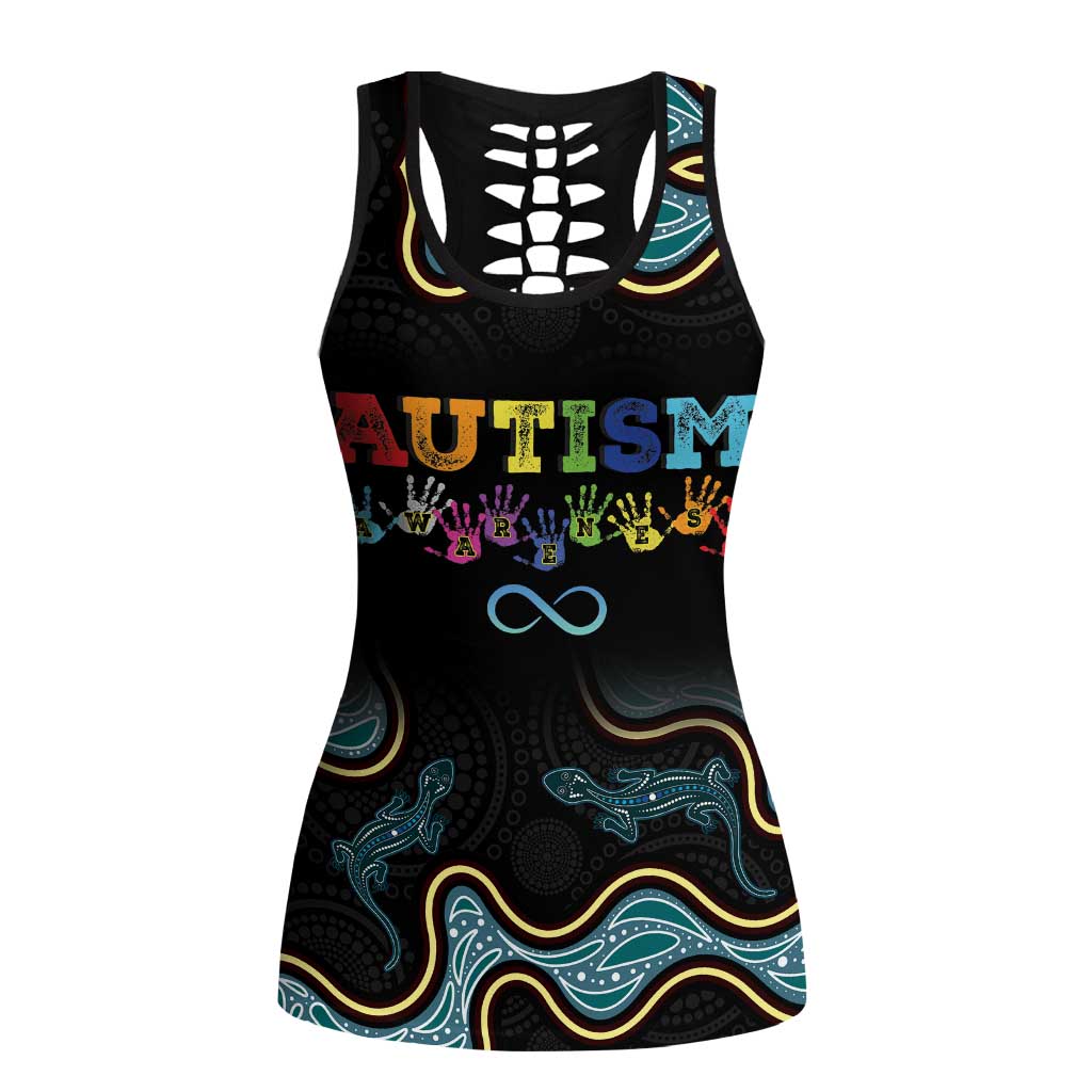 Australia Autism Awareness Hollow Tank Top 2 April Aboriginal Lizard - Aussie Hoodie