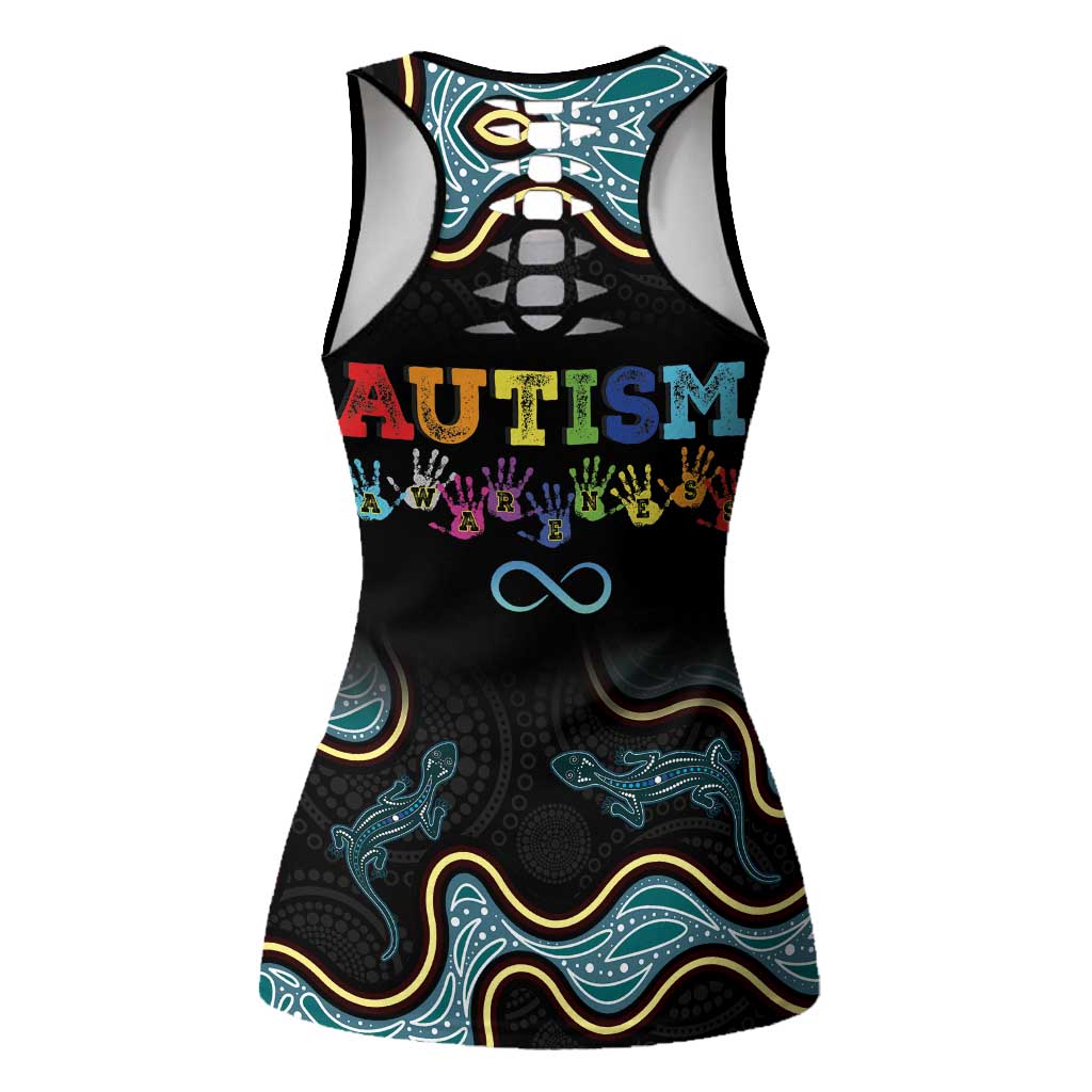 Australia Autism Awareness Hollow Tank Top 2 April Aboriginal Lizard - Aussie Hoodie