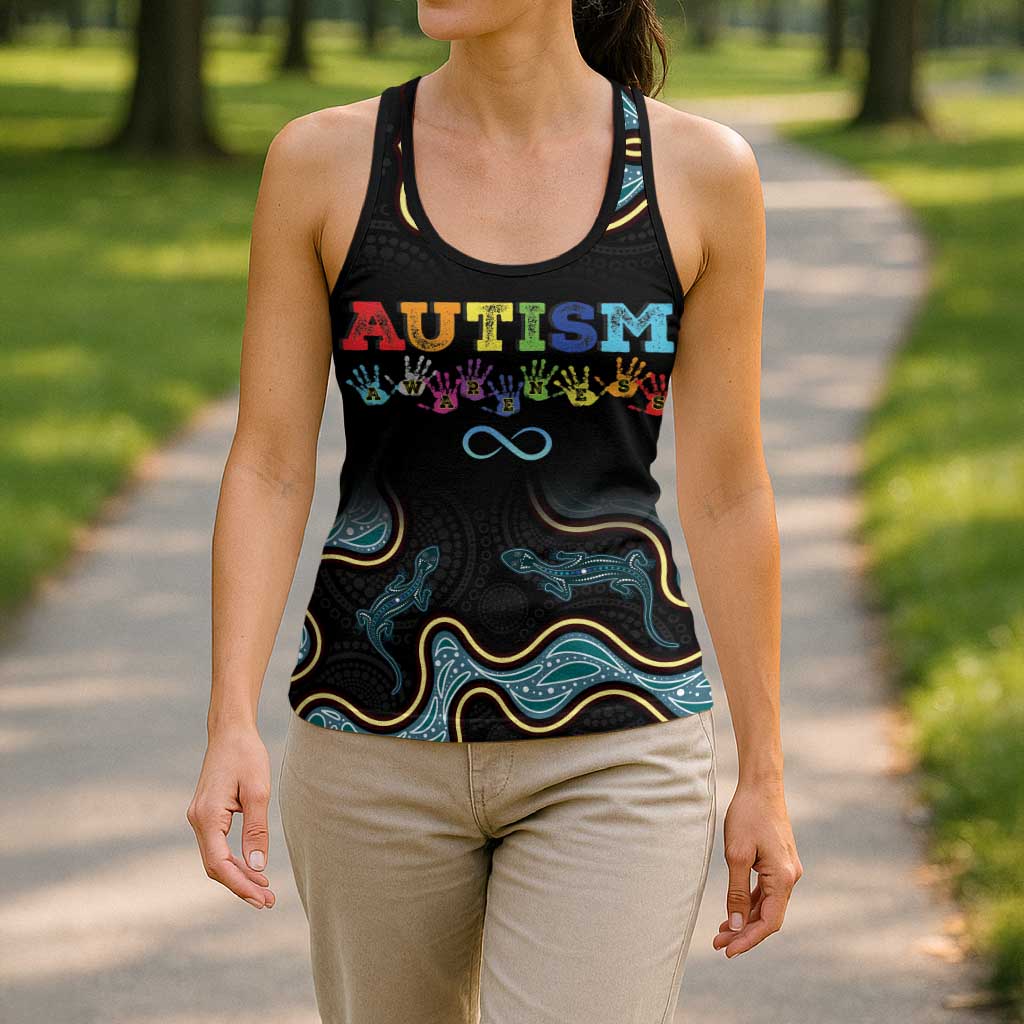 Australia Autism Awareness Hollow Tank Top 2 April Aboriginal Lizard - Aussie Hoodie