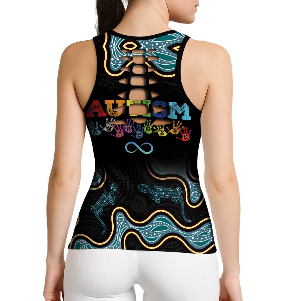 Australia Autism Awareness Hollow Tank Top 2 April Aboriginal Lizard - Aussie Hoodie