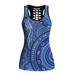 Australia Autism Awareness Hollow Tank Top Aboriginal Lizard Dot Painting - Aussie Hoodie