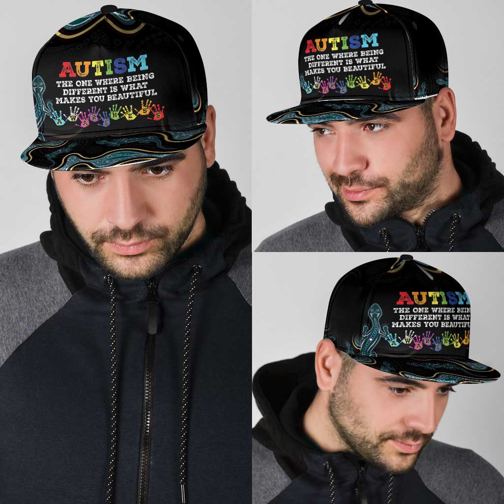 Australia Autism Awareness Snapback Cap 2 April Aboriginal Lizard - Aussie Hoodie
