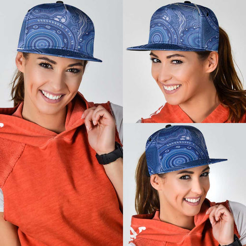 Australia Autism Awareness Snapback Cap Aboriginal Lizard Dot Painting - Aussie Hoodie